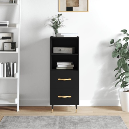 Aparador de madera contrachapada negro 34,5x34x90 cm de , Aparadores - Ref: Foro24-828645, Precio: 66,36 €, Descuento: %