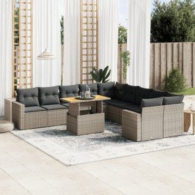 Set de sofás de jardín 11 pzas y cojines ratán sintético gris en Conjuntos de jardín | Comprar online en Foru.es