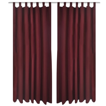 2 cortinas micro-satinadas con trabillas color burdeos, 140 x 245 cm de , Cortinas y visillos - Ref: Foro24-130364, Precio: 3...