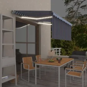 Toldo manual retráctil con persiana y LED azul y blanco 3x2,5 m de vidaXL, Toldos - Ref: Foro24-3069381, Precio: 306,06 €, De...