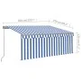 Toldo manual retráctil con persiana y LED azul y blanco 3x2,5 m de vidaXL, Toldos - Ref: Foro24-3069381, Precio: 306,06 €, De...
