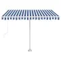 Toldo de pie retráctil manual azul y blanco 300x250 cm de vidaXL, Toldos - Ref: Foro24-3069496, Precio: 320,89 €, Descuento: %