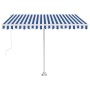 Toldo de pie retráctil manual azul y blanco 300x250 cm de vidaXL, Toldos - Ref: Foro24-3069496, Precio: 322,30 €, Descuento: %