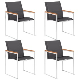 Sillas de jardín 4 unidades textilene y acero inoxidable gris de , Sillas de jardín - Ref: Foro24-46496, Precio: 299,04 €, De...