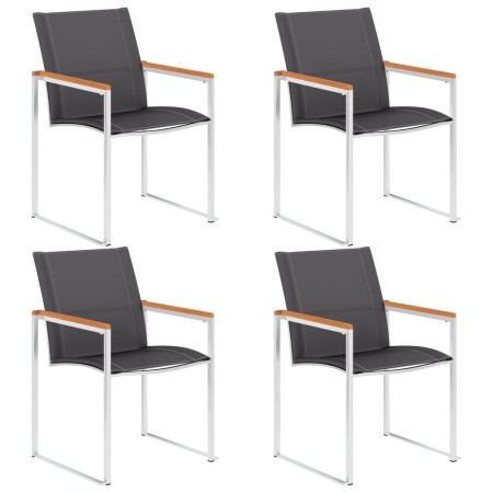 Sillas de jardín 4 unidades textilene y acero inoxidable gris de , Sillas de jardín - Ref: Foro24-46496, Precio: 299,04 €, De...