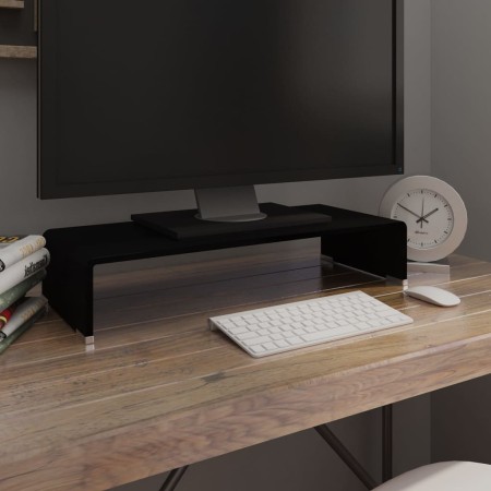 Soporte para TV/Elevador monitor cristal negro 60x25x11 cm de , Muebles TV - Ref: Foro24-244135, Precio: 75,42 €, Descuento: %