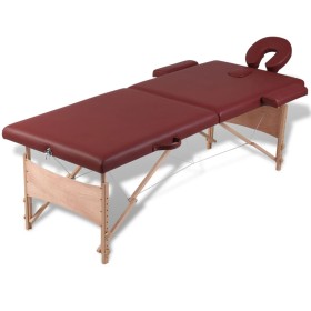 Mesa camilla de masaje de madera plegable de dos cuerpos rojos de , Mesas de masaje - Ref: Foro24-110076, Precio: 133,74 €, D...