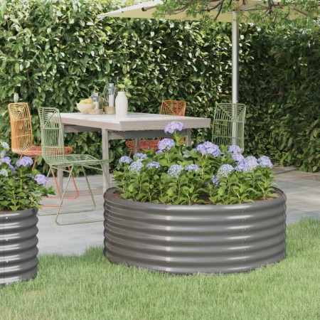 Jardinera arriate acero recubrimiento polvo gris 100x100x36 cm de , Maceteros y jardineras - Ref: Foro24-318984, Precio: 36,9...