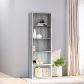 Estantería 5 niveles madera contrachapada gris 60x30x189 cm de , Librerías y estanterías - Ref: Foro24-815400, Precio: 109,69...