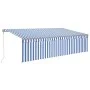 Toldo automático persiana LED sensor viento azul blanco 5x3 m de vidaXL, Toldos - Ref: Foro24-3069471, Precio: 643,16 €, Desc...