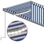 Toldo automático persiana LED sensor viento azul blanco 5x3 m de vidaXL, Toldos - Ref: Foro24-3069471, Precio: 643,16 €, Desc...