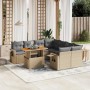 Set de sofás de jardín con cojines 9 pzas ratán sintético beige en Conjuntos de jardín | Comprar online en Foru.es