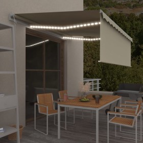 Toldo automático persiana LED sensor de viento crema 4,5x3 m de vidaXL, Toldos - Ref: Foro24-3069332, Precio: 672,22 €, Descu...