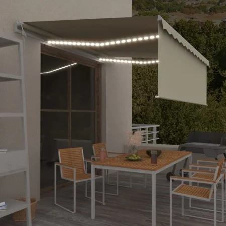 Toldo automático persiana LED sensor de viento crema 4,5x3 m by vidaXL, Awnings - Ref: Foro24-3069332, Price: 658,97 €, Disco...