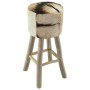 Taburete de cocina de cuero auténtico y madera de teca maciza de , Taburetes de cocina - Ref: Foro24-244542, Precio: 146,20 €...