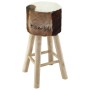 Taburete de cocina de cuero auténtico y madera de teca maciza de , Taburetes de cocina - Ref: Foro24-244542, Precio: 146,20 €...