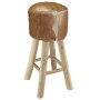 Taburete de cocina de cuero auténtico y madera de teca maciza de , Taburetes de cocina - Ref: Foro24-244542, Precio: 146,20 €...