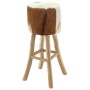 Taburete de cocina de cuero auténtico y madera de teca maciza de , Taburetes de cocina - Ref: Foro24-244542, Precio: 146,20 €...