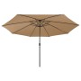 Sombrilla de jardín con luces LED gris taupe 400 cm de , Sombrillas - Ref: Foro24-312533, Precio: 102,38 €, Descuento: %