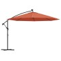 Sombrilla de jardín voladiza con luces LED terracota 350 cm de , Sombrillas - Ref: Foro24-313783, Precio: 134,84 €, Descuento: %