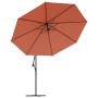 Sombrilla de jardín voladiza con luces LED terracota 350 cm de , Sombrillas - Ref: Foro24-313783, Precio: 134,84 €, Descuento: %