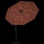 Sombrilla de jardín voladiza con luces LED terracota 350 cm de , Sombrillas - Ref: Foro24-313783, Precio: 134,84 €, Descuento: %