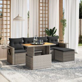 Set de muebles de jardín 6 pzas y cojines ratán sintético gris en Conjuntos de jardín | Comprar online en Foru.es
