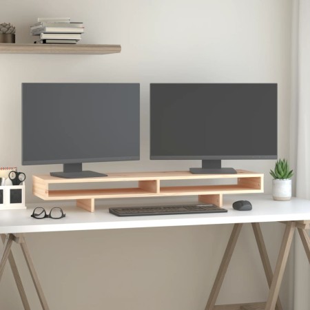 Soporte para monitor madera maciza de pino 100x27x14 cm de , Bases y elevadores para ordenadores - Ref: Foro24-814004, Precio...