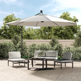 Sombrilla voladiza jardín con luces LED palo acero arena 350 cm de , Sombrillas - Ref: Foro24-44523, Precio: 134,96 €, Descue...
