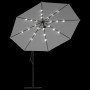 Sombrilla voladiza jardín con luces LED palo acero arena 350 cm de , Sombrillas - Ref: Foro24-44523, Precio: 134,96 €, Descue...