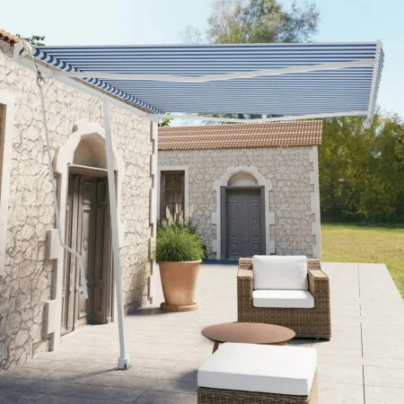Toldo de pie automático azul y blanco 300x250 cm de vidaXL, Toldos - Ref: Foro24-3069506, Precio: 422,96 €, Descuento: %