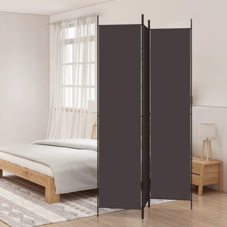 Biombo divisor de 3 paneles de tela marrón 150x220 cm de , Divisores de ambientes - Ref: Foro24-350195, Precio: 34,29 €, Desc...