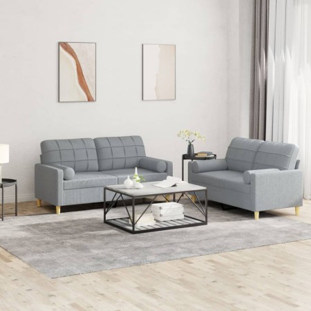 Juego de sofás con cojines 2 piezas tela gris claro de , Sofás - Ref: Foro24-3201290, Precio: 448,46 €, Descuento: %