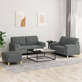 Juego de sofás con cojines 3 piezas tela gris oscuro de , Sofás - Ref: Foro24-3201299, Precio: 498,56 €, Descuento: %