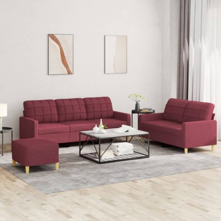 Juego de sofás con cojines 3 piezas tela rojo tinto de , Sofás - Ref: Foro24-3201320, Precio: 466,95 €, Descuento: %
