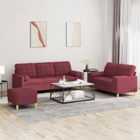 Juego de sofás con cojines 3 piezas tela rojo tinto de , Sofás - Ref: Foro24-3201336, Precio: 498,47 €, Descuento: %