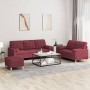 Juego de sofás con cojines 3 piezas tela rojo tinto de , Sofás - Ref: Foro24-3201336, Precio: 498,47 €, Descuento: %