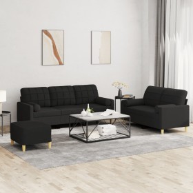 Juego de sofás con cojines 3 piezas tela negro de , Sofás - Ref: Foro24-3201334, Precio: 543,73 €, Descuento: %