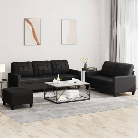 Juego de sofás con cojines 3 piezas cuero sintético negro de , Sofás - Ref: Foro24-3201383, Precio: 525,97 €, Descuento: %