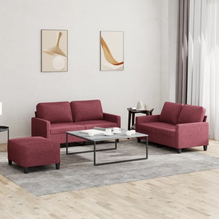 Juego de sofás con cojines 3 piezas tela rojo tinto de , Sofás - Ref: Foro24-3201458, Precio: 451,78 €, Descuento: %