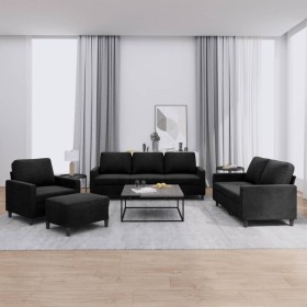 Juego de sofás con cojines 4 piezas terciopelo negro de , Sofás - Ref: Foro24-3201491, Precio: 697,98 €, Descuento: %