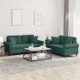 Juego de sofás con cojines 2 piezas terciopelo verde oscuro de , Sofás - Ref: Foro24-3202232, Precio: 558,68 €, Descuento: %