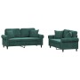 Juego de sofás con cojines 2 piezas terciopelo verde oscuro de , Sofás - Ref: Foro24-3202232, Precio: 558,68 €, Descuento: %