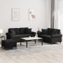 Juego de sofás con cojines 3 piezas terciopelo negro de , Sofás - Ref: Foro24-3202245, Precio: 554,57 €, Descuento: %