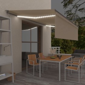 Toldo automático persiana LED sensor de viento crema 5x3 m de vidaXL, Toldos - Ref: Foro24-3069472, Precio: 604,65 €, Descuen...