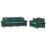Juego de sofás con cojines 2 piezas terciopelo verde oscuro de , Sofás - Ref: Foro24-3202272, Precio: 592,55 €, Descuento: %