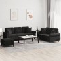 Juego de sofás con cojines 3 piezas terciopelo negro de , Sofás - Ref: Foro24-3202285, Precio: 641,03 €, Descuento: %