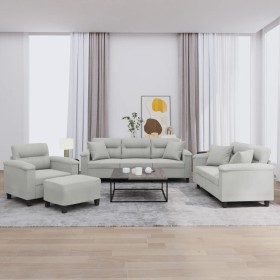 Juego de sofás con cojines 4 piezas tela microfibra gris claro de , Sofás - Ref: Foro24-3202309, Precio: 902,99 €, Descuento: %