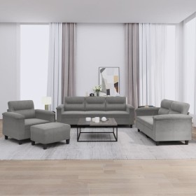 Juego de sofás con cojines 4 piezas tela microfibra gris oscuro de , Sofás - Ref: Foro24-3202298, Precio: 826,07 €, Descuento: %