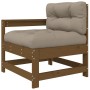 Sillón de jardín con cojines madera maciza de pino marrón miel de , Sofás modulares de exterior - Ref: Foro24-825572, Precio:...